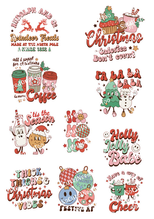 Christmas Retro Waterslide Decals - SoCuteINeedOneToo
