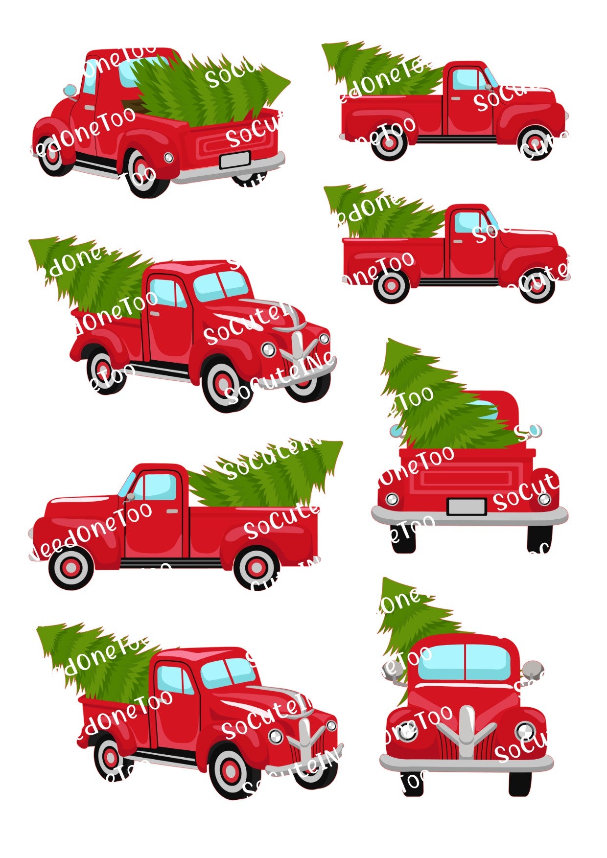Christmas TRUCKS Waterslide Decals - SoCuteINeedOneToo