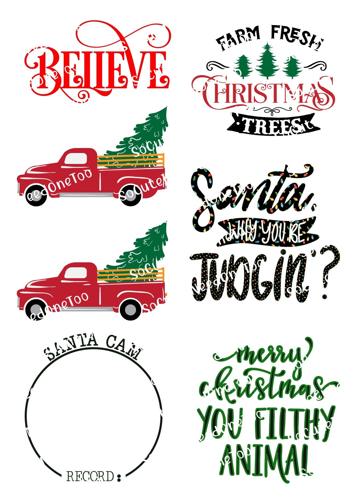 Christmas Truck Waterslide Decals - SoCuteINeedOneToo