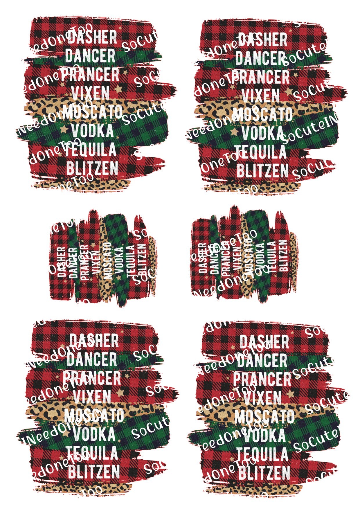 Dasher, Dancer & Vodka Waterslide Decals - SoCuteINeedOneToo