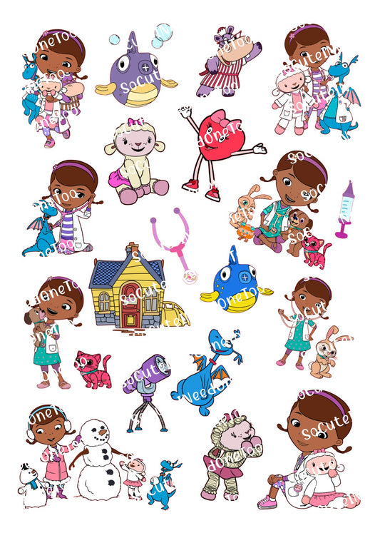 Doc McStuffins Waterslide Decals | 8.5x11 Sheet | Clear or White | Disney Junior