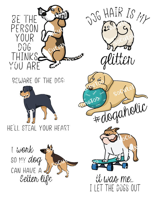 Dog Glitter Waterslide Decals - Sparkly Dog Designs for Tumblers