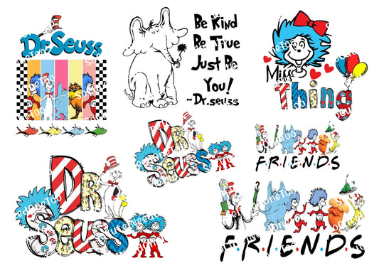 Dr Seuss friends reading rocks waterslide decals for tumblers