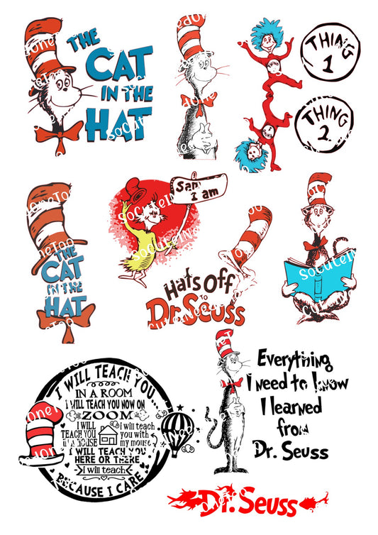 Dr. Seuss #2 Waterslide Decals – Children's Book Character Designs for Tumblers