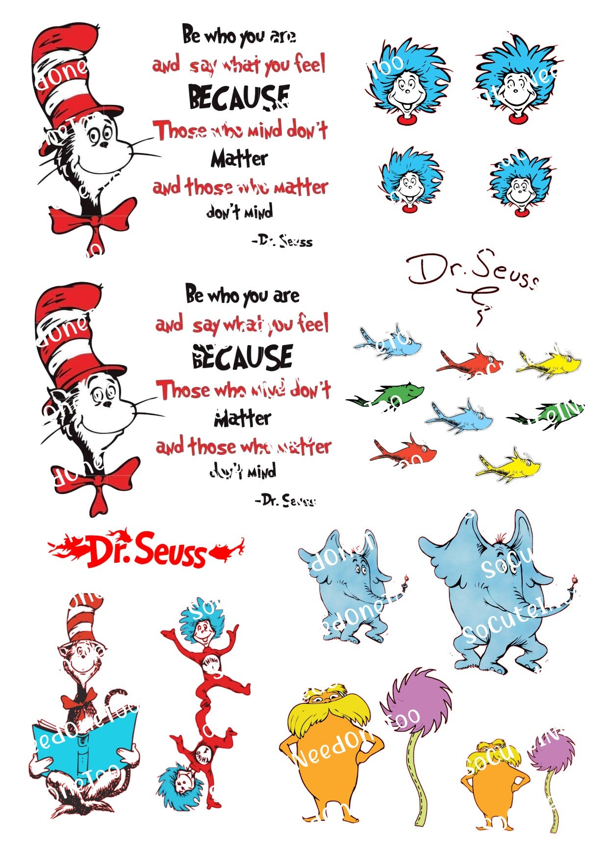 Dr. Seuss Tumbler Waterslide Decals – Children's Book Designs for Tumblers
