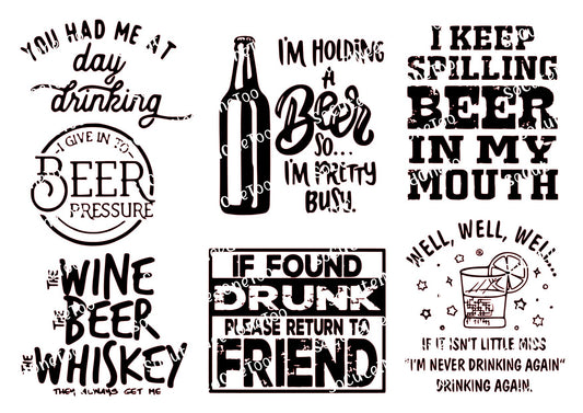 Drinking - You Had Me At - Waterslide Decal on Clear/White Background