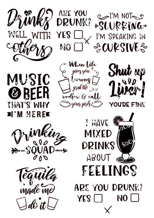 Drinking Squad - Waterslide Decal on Clear/White Background
