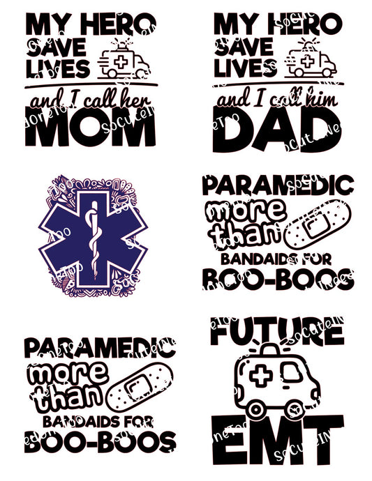 EMT Waterslide Decals - Emergency Medical Technician Designs for Tumblers