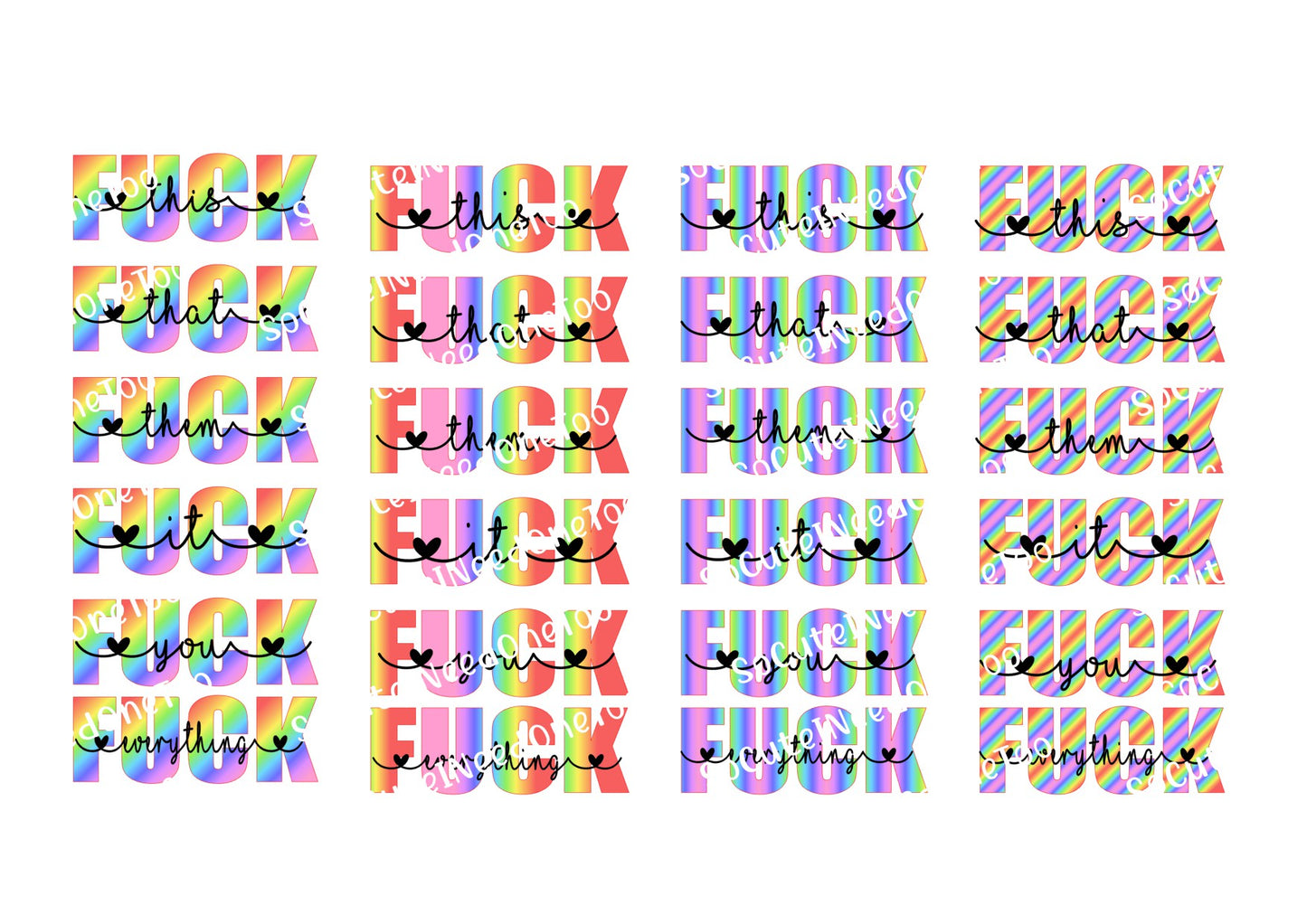 Fuck This &amp; That en papel transparente/blanco para toboganes de agua, listo para usar 