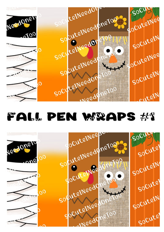Fall Pen Wraps #1 - Autumn Waterslide Decals