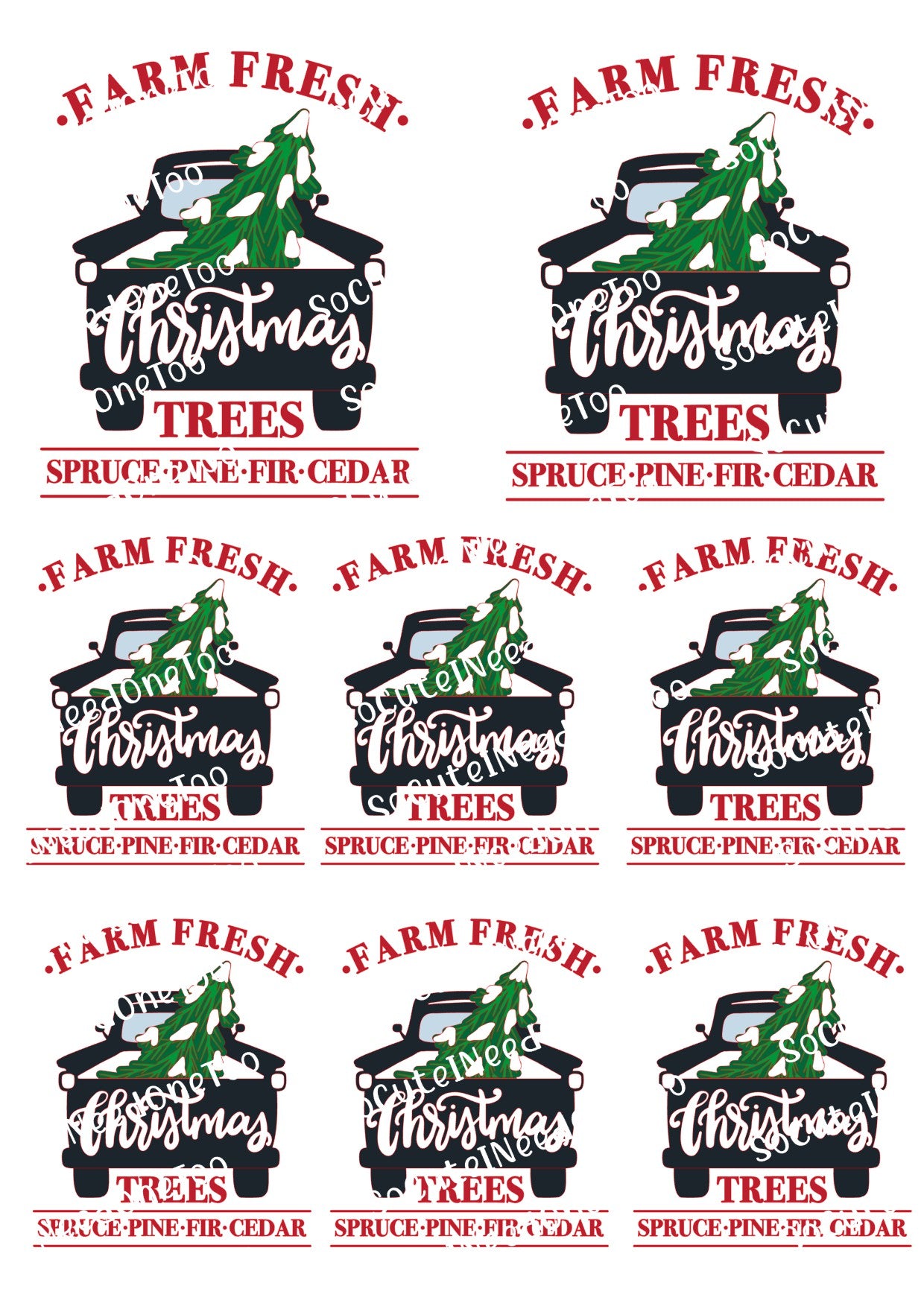 Christmas Farm Fresh Waterslide Decals - SoCuteINeedOneToo