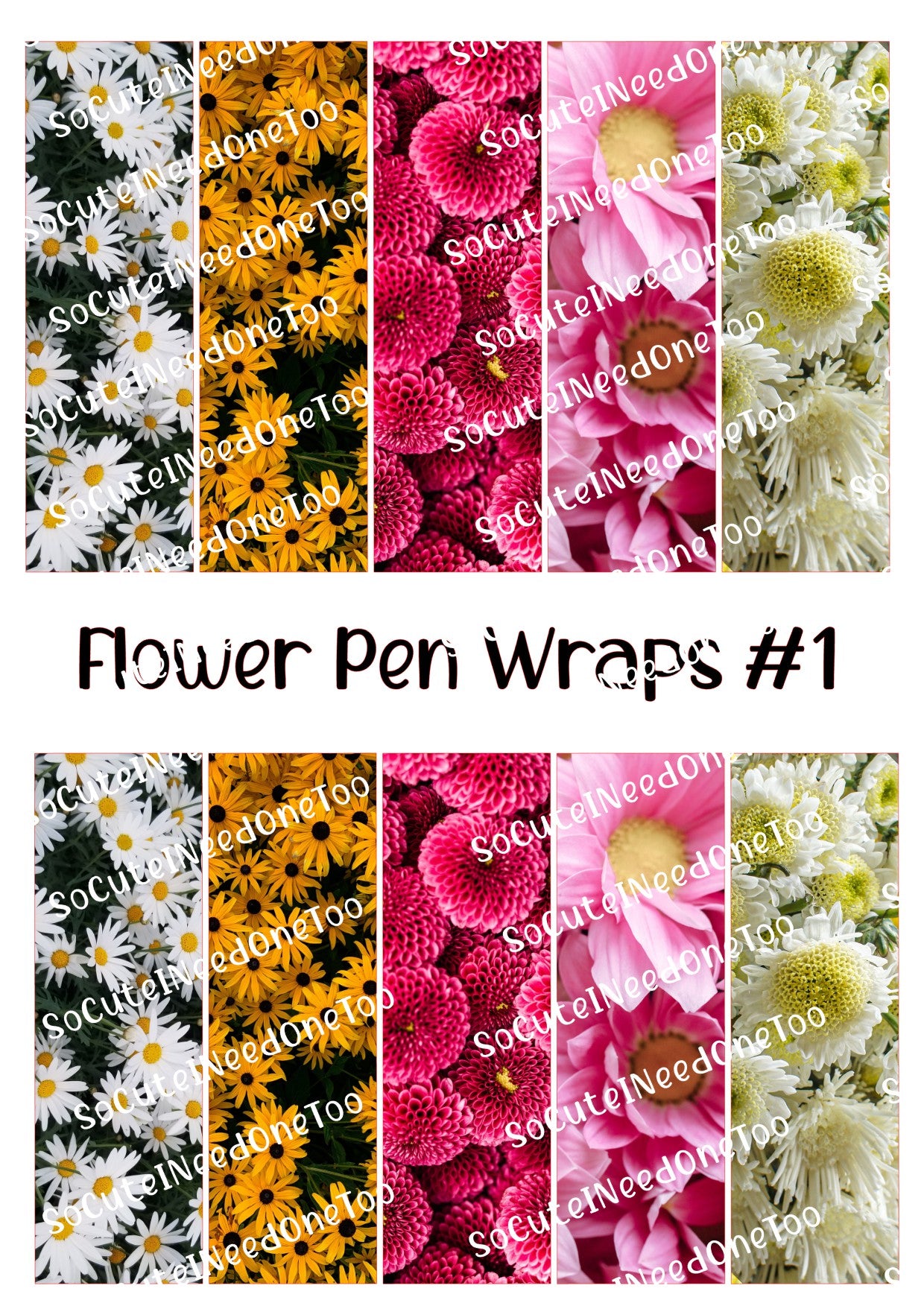 Flower Pen Wraps #1 & #2 – Sunflower & Floral Designs for Bic Pens