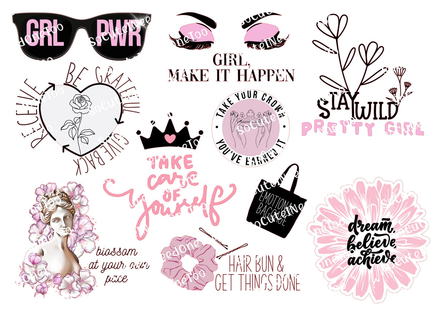 Girl power female empowerment waterslide decals for tumblers