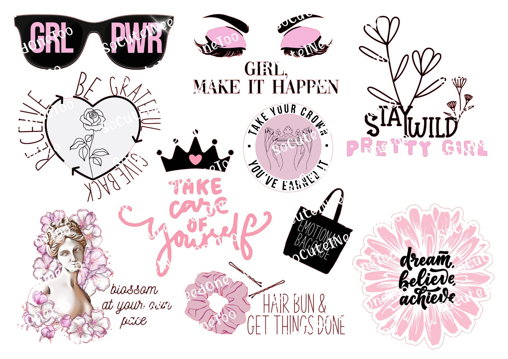 Girl power female empowerment waterslide decals for tumblers