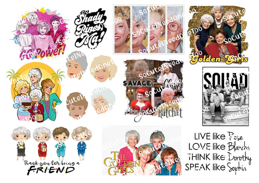 Golden Girls classic TV show waterslide decals for tumblers
