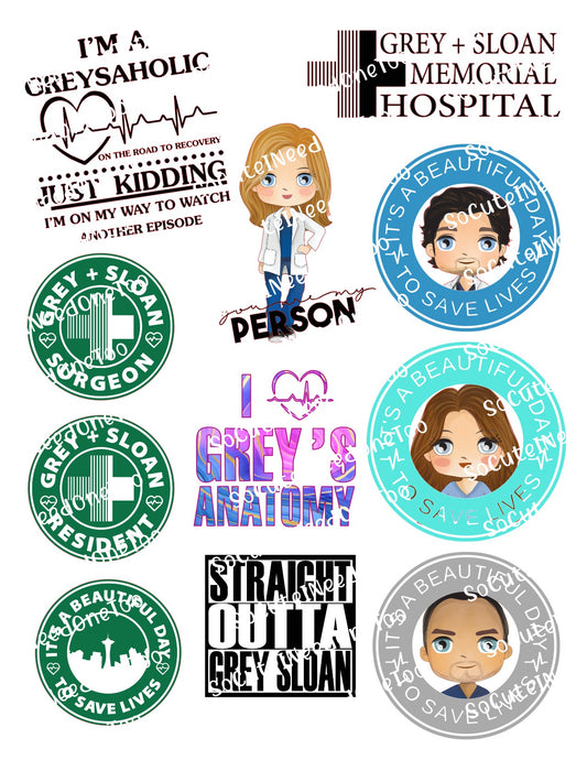 Greys Anatomy its a beautiful day quote waterslide decals for tumblers