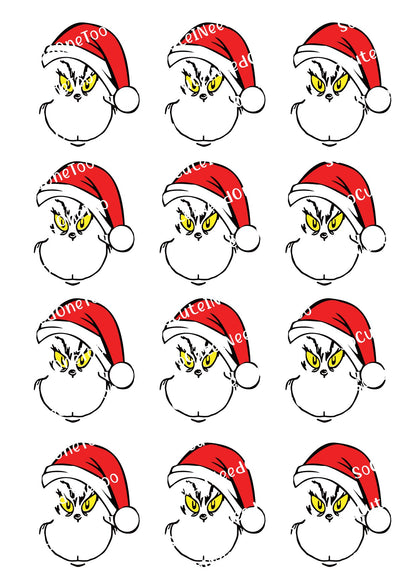 Santa Hat Grinch 2" Waterslide Decals