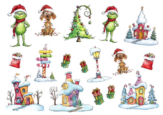 Grinch Whoville Waterslide Decals - Christmas Designs