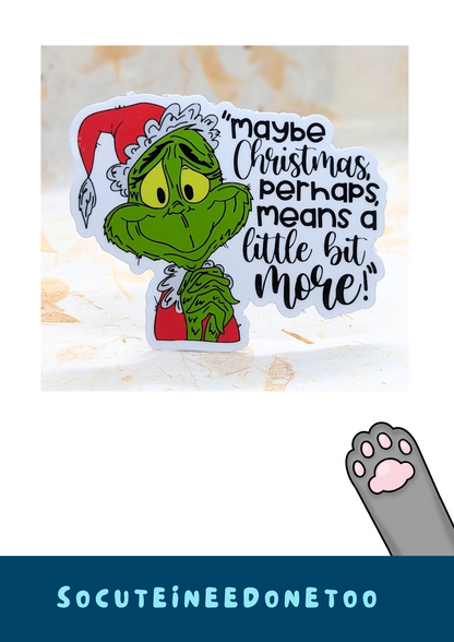 Grinch Stickers 3 Inch Die Cut - Multiple Designs Waterproof Individual