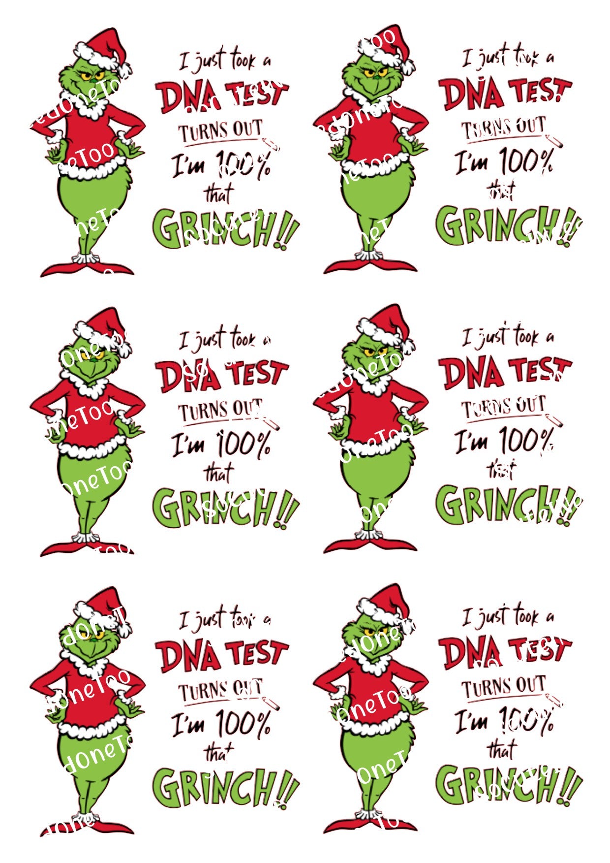 Grinch Full Sheets of Same Image Decals - SoCuteINeedOneToo