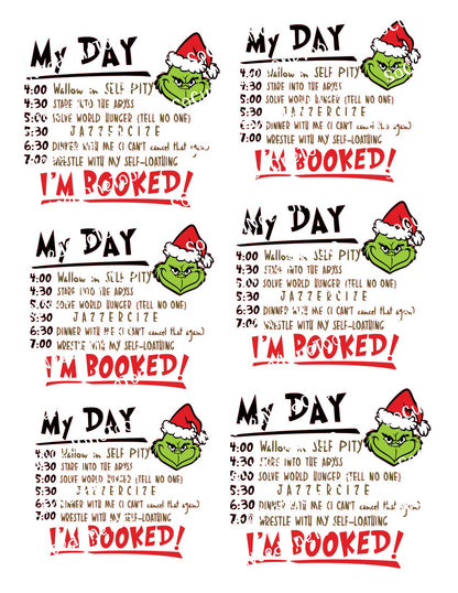 Grinch Full Sheets of Same Image Decals - SoCuteINeedOneToo