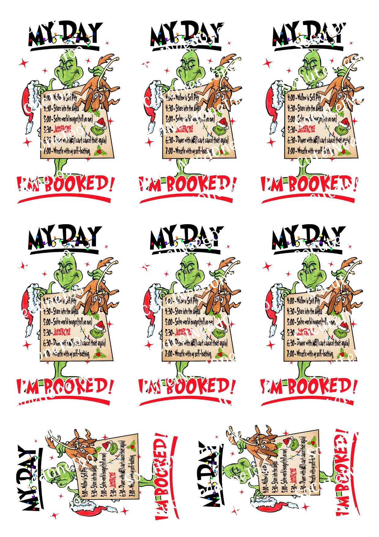 Grinch Full Sheets of Same Image Decals - SoCuteINeedOneToo