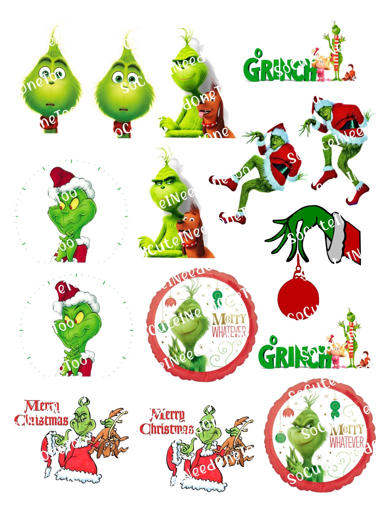 Grinch - Merry Christmas Waterslide Decals - SoCuteINeedOneToo