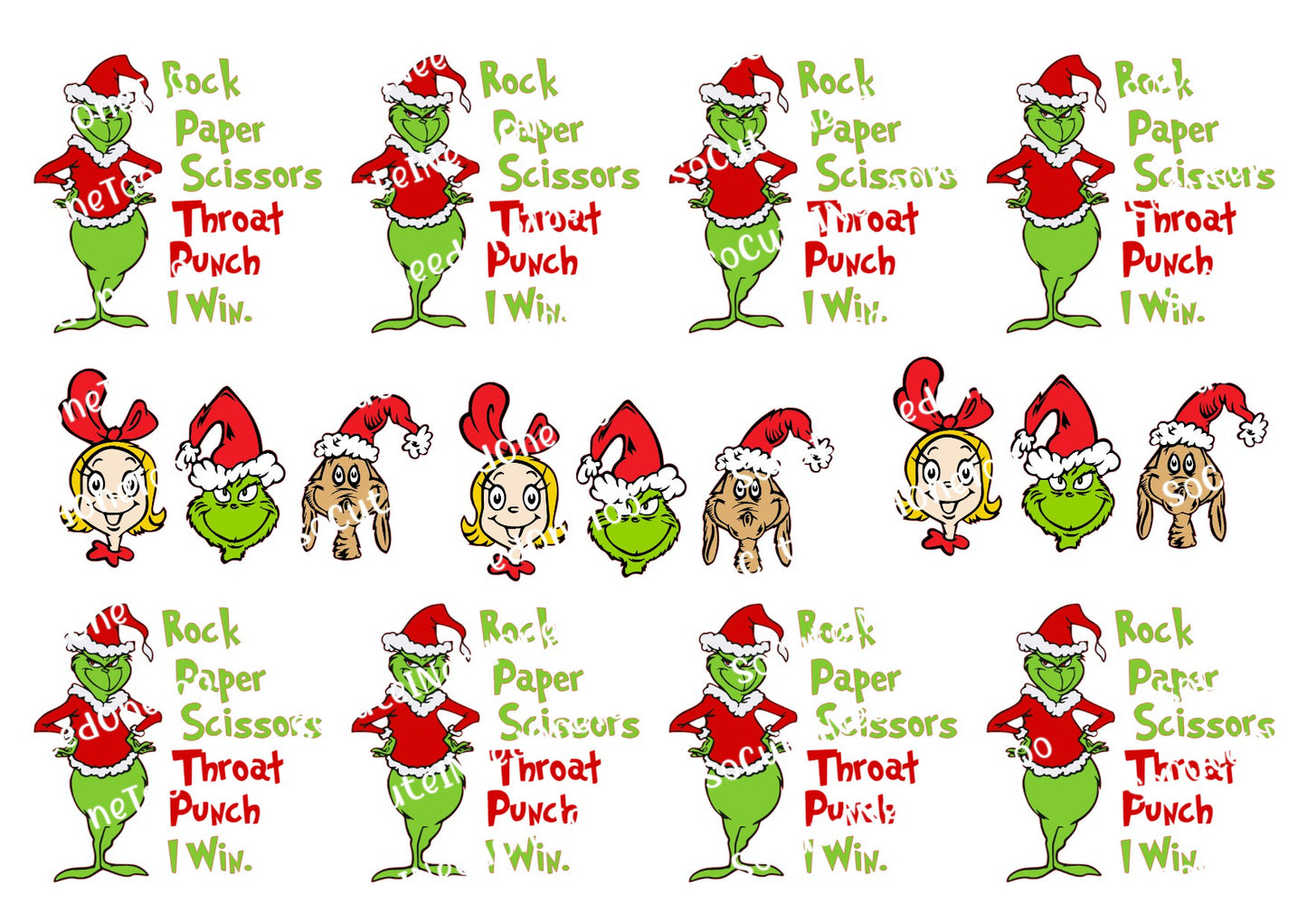 Grinch Full Sheets of Same Image Decals - SoCuteINeedOneToo