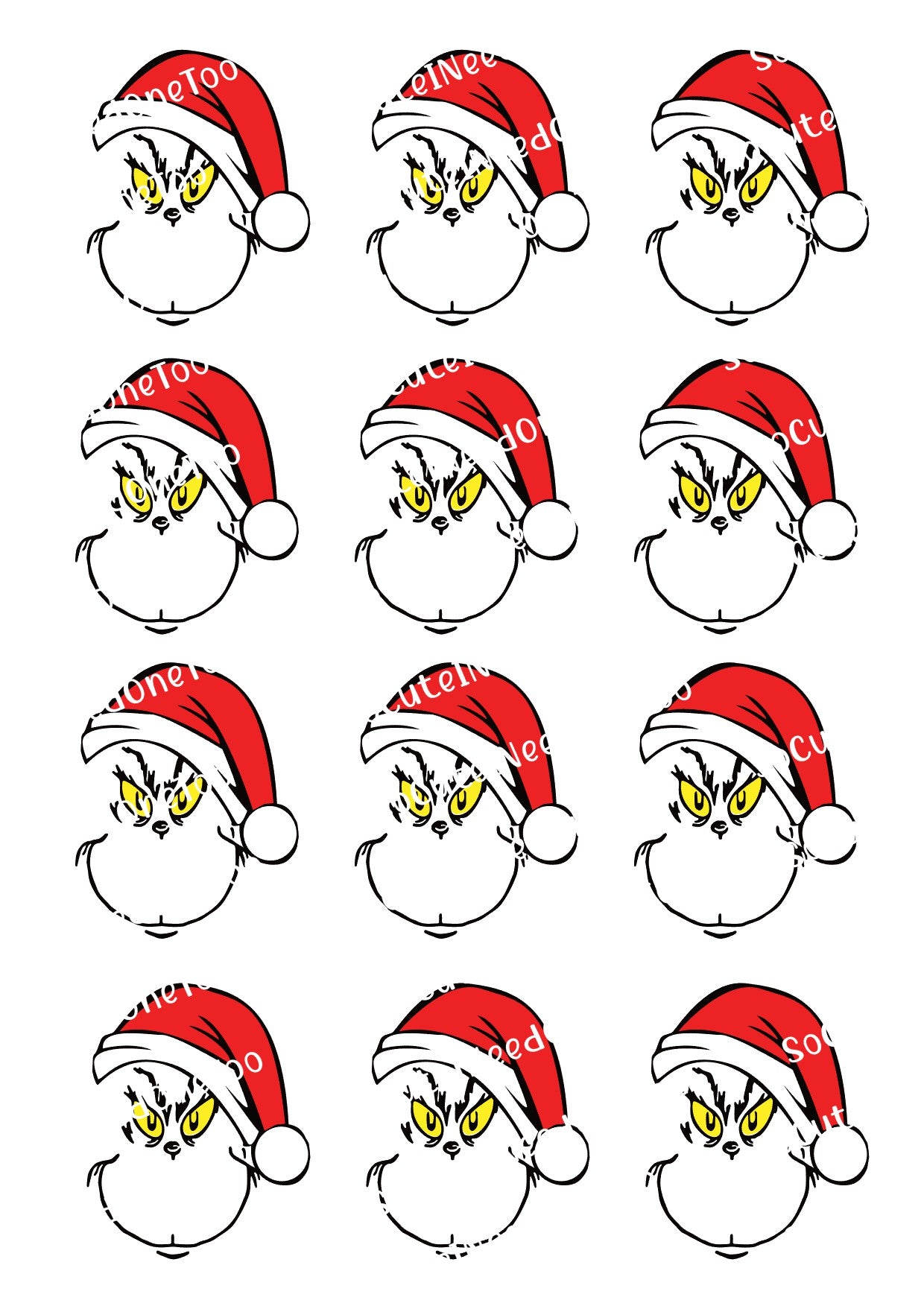 Grinch Full Sheets of Same Image Decals - SoCuteINeedOneToo
