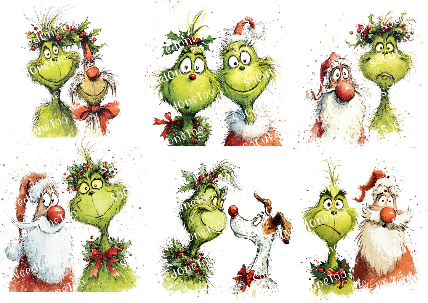 Grinch Waterslide Decals - Premium Holiday Collection Full Sheets