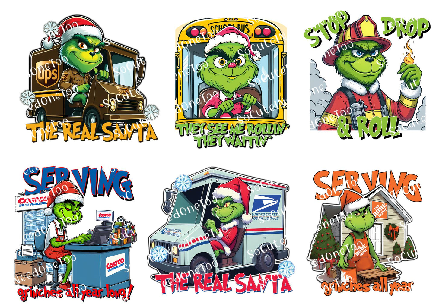 Grinch Waterslide Decals - Premium Holiday Collection Full Sheets