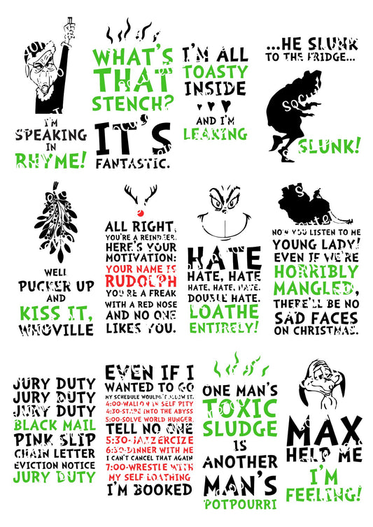 GRINCH TAGS Waterslide Decals - SoCuteINeedOneToo