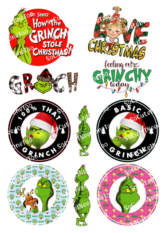 Grinch U Waterslide Decals - SoCuteINeedOneToo