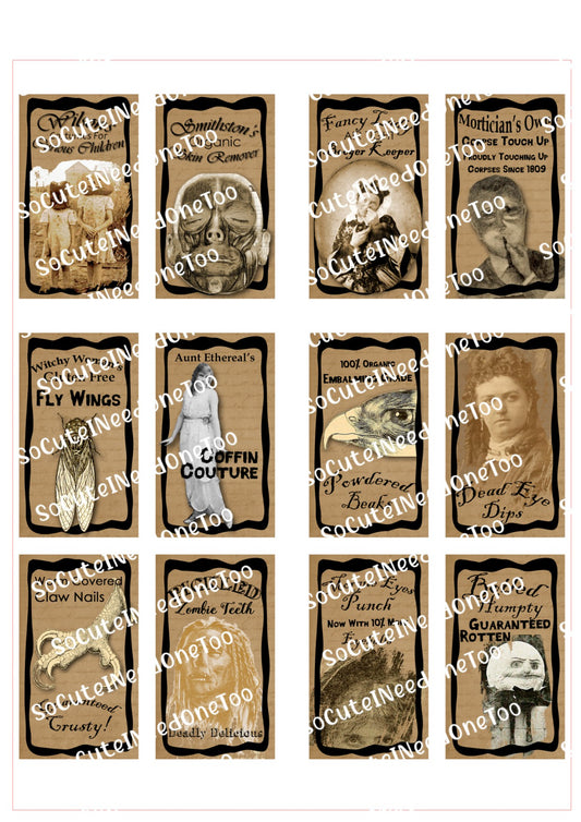 Halloween Waterslide Decals - Claw Nails or Labels