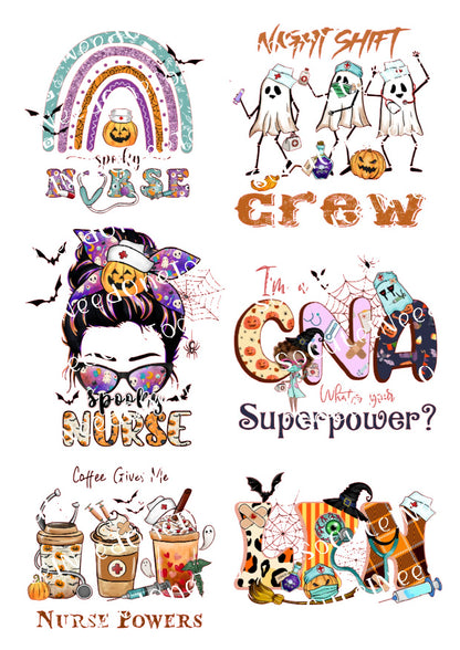 Halloween Nurse Waterslide Decals – Spooky Nurse Designs for Tumblers