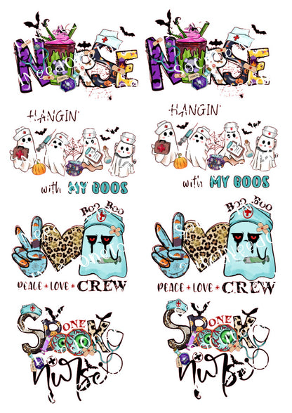 Halloween Nurse Waterslide Decals – Spooky Nurse Designs for Tumblers