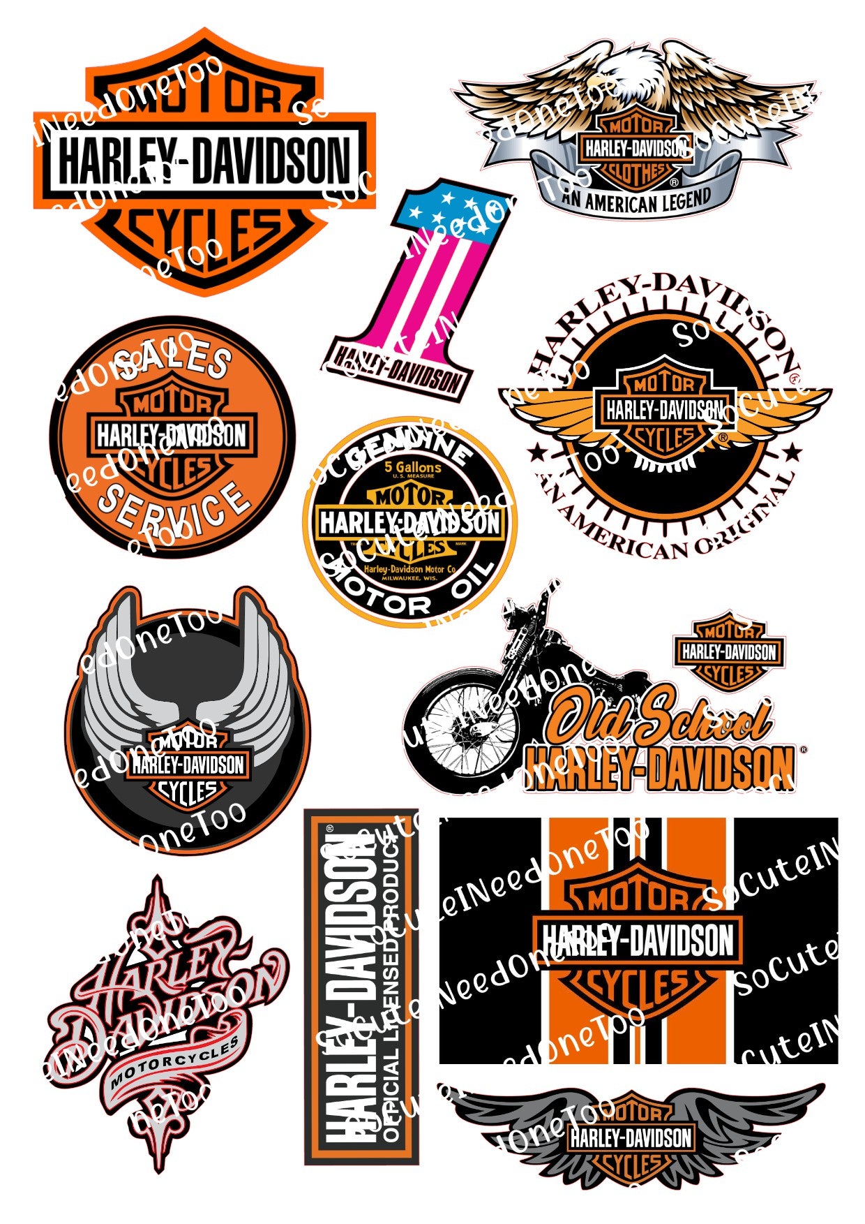 Harley Davidson iconic motorcycle logo waterslide decals for tumblers