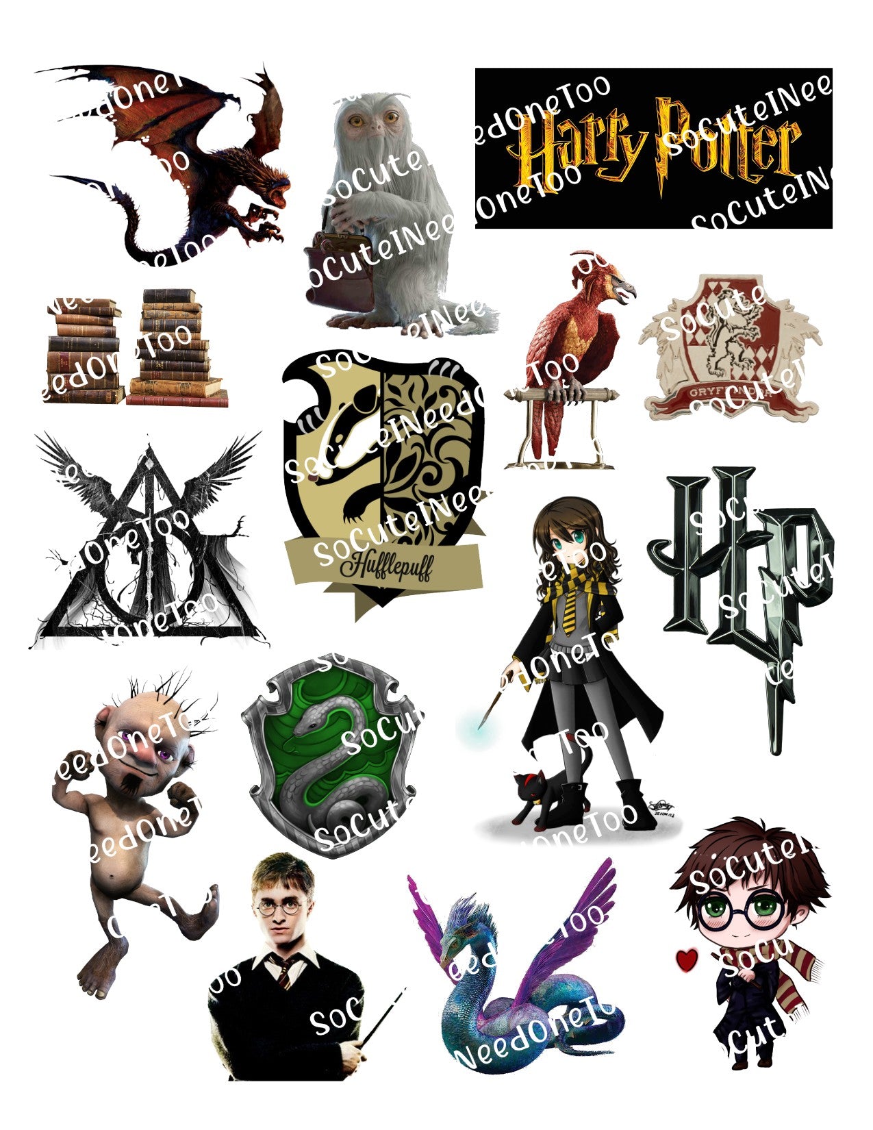 Harry Potter Waterslide Decals | A4 Sheet | Clear or White | 6 Design Options