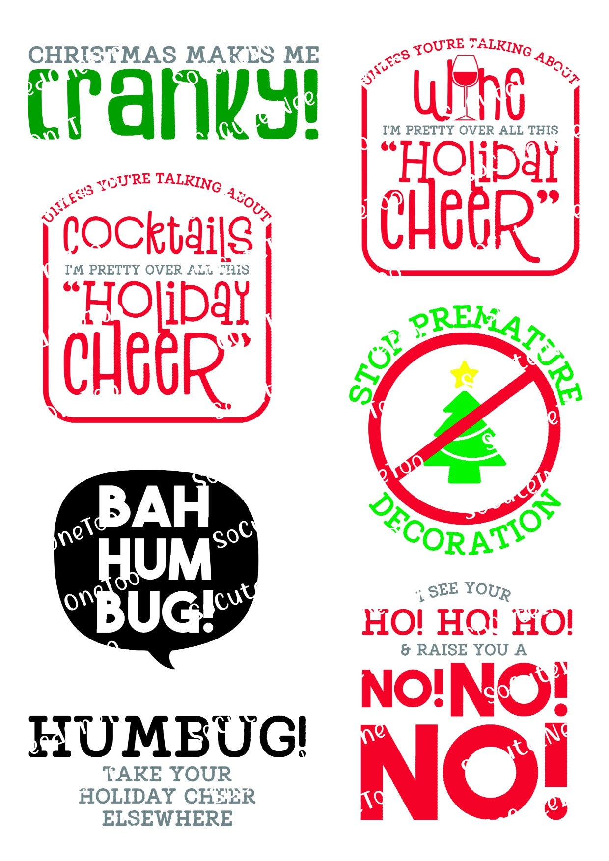 Calcomanías para toboganes acuáticos con mensaje Holiday Cheer 