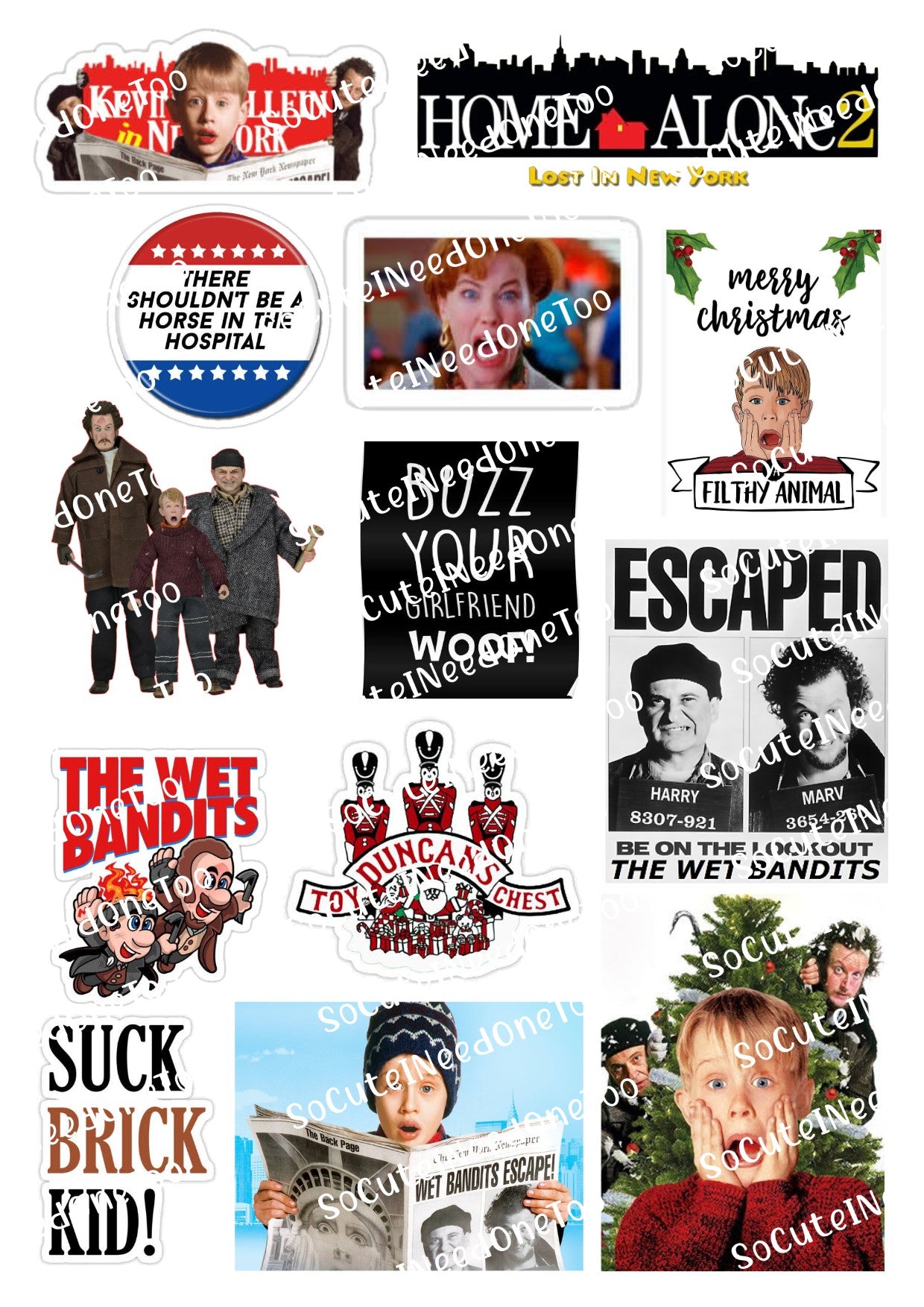 Home Alone Waterslide Decals - Classic Holiday Movie Designs