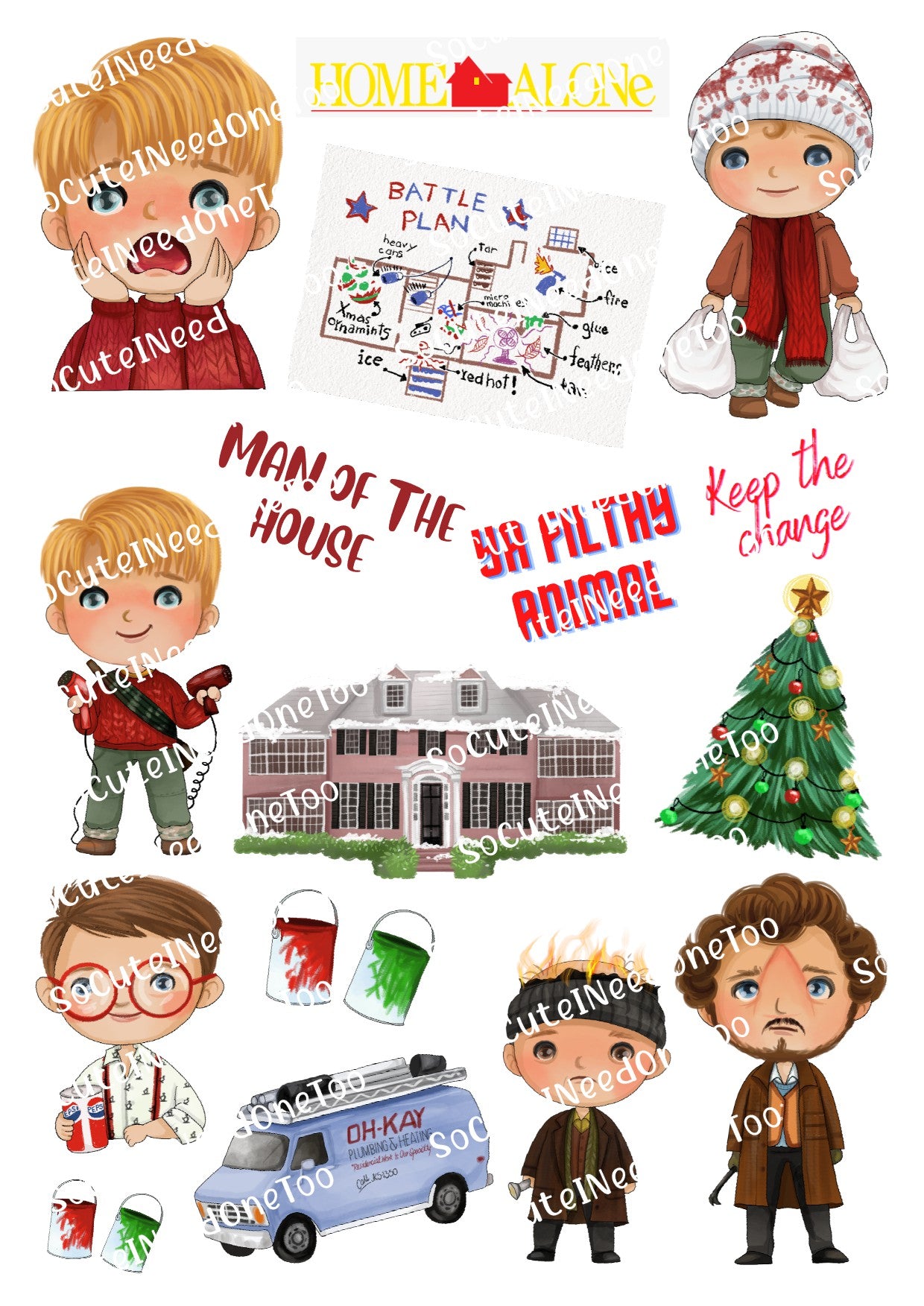 Home Alone Waterslide Decals - Classic Holiday Movie Designs