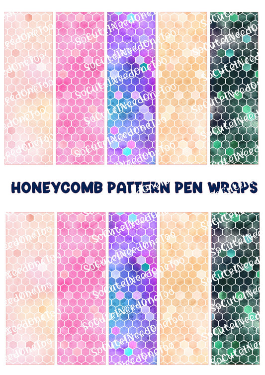 Honeycomb Pattern Pen Wraps – Colorful Honeycomb Designs for Bic Pens
