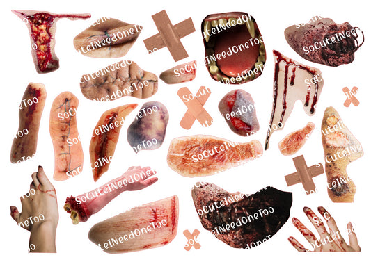 Horror Blood & Scars Waterslide Decals