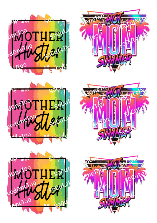 Hot Mom Summer - en papel transparente/blanco para tobogán acuático, listo para usar
