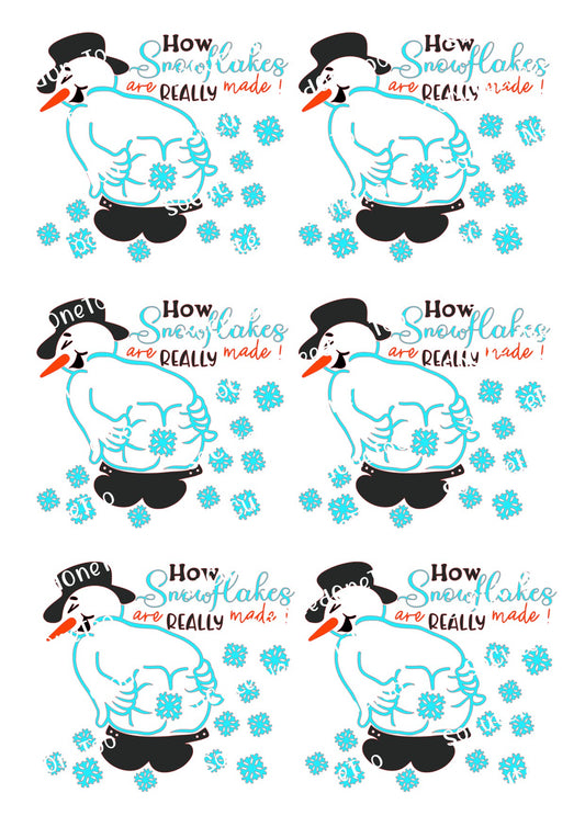 How Snowflakes Are Made waterslide decal sheet – whimsical snowman designs for tumblers