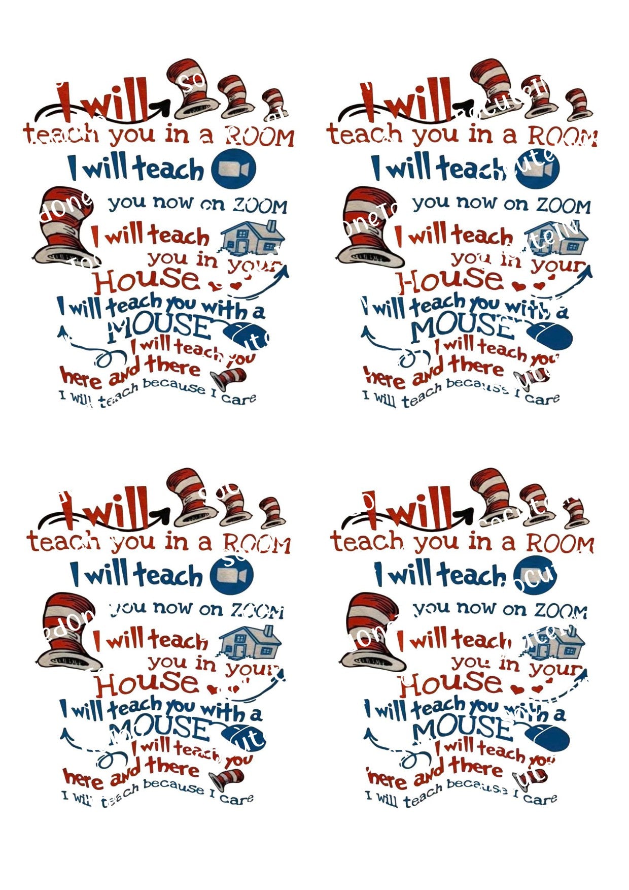 Dr. Seuss-themed text with characters and phrases 