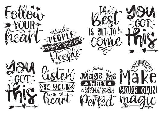 Inspirational Waterslide Decals Set #1 - Motivational Quotes for Tumblers (2 Sheets)