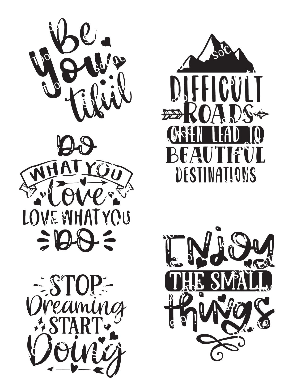 Inspirational Waterslide Decals Set #1 - Motivational Quotes for Tumblers (2 Sheets)