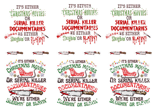 It's Either Serial Killers #3 Waterslide Decals – Funny Adult Humor Designs for Tumblers