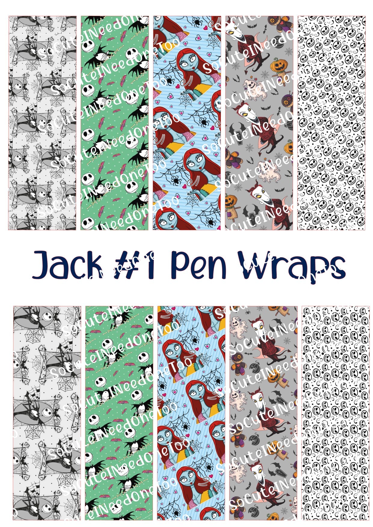Jack Skellington Pen Wraps - Nightmare Before Christmas Waterslide Decals